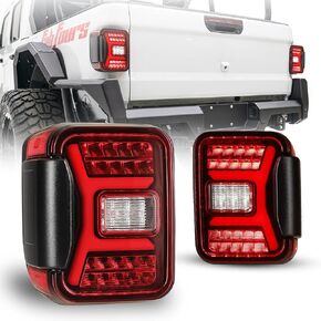 WOLFSTORM LED Tail Lights Compatible for 2019-2023 Jeep Gladiator JT 2019 2020 2021 2022 2023 Jeep Gladiator LED Sequential Turn Signal Tail Light Assembly,1 Pair(Clear Lens)