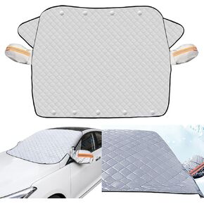 Car Windshield Cover for Ice and Snow, 44" x 57" Snow and Frost Protection Cover, Thickened Adsorption Multi-Function Protective Cover, Universal for Most Cars (Silver)