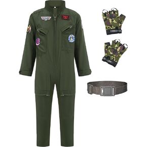 GZ-LAOPAITOU Kids Fighter Pilot Costume, Boys Air Force Flight Suit, Aviator Dress Up Costume for Halloween Cosplay