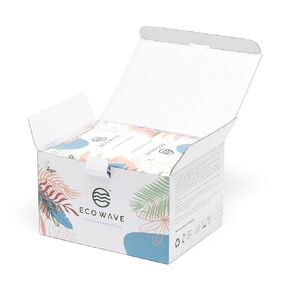 Eco Wave Baby Wipes, 100% Compostable Eco-Friendly Bamboo Wipes, Unscented, Hypoallergenic, Vegan, Alcohol-Free, Suitable For Sensitive Skin (Pack of 12)