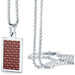 قلادة من ألياف الكربون التنغستن الصلبة من Urban Jewelry - سلسلة قلادة من الفولاذ المقاوم للصدأ الجراحية مقاس 22 بوصة - تصميم حديث بنمط هندسي - 4 أنماط وألوان للاختيار من بينها