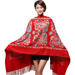 Women's Fashion Long Shawl, Classic Tassel Soft Scarf Retro Hand embroidery Large Blanket Wrap Shawl in Saudi Arabia