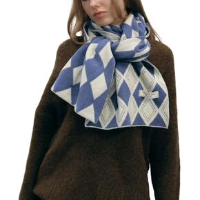Fashion Argyle Pattern Scarves for Women Fall Winter Plaid Knit Scarf Soft Cold Weather Warm Y2k Accessories