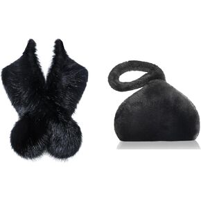 BABEYOND Women's Faux Fur Shawl Party Faux Fur Collar Fur Wraps for Winter Bridal Wedding - Faux Fur Purse Wristlet Clutch Purse Bags Soft Triangle Handbag in Kuwait