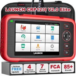 LAUNCH Obd2 Scanner CRP123I V2.0 Elite، ماسح ضوئي تشخيصي لـ ABS/SRS/AT/ENG، 7 خدمات إعادة الضبط، الزيت/الفرامل/BMS/SAS/D.P.F إعادة ضبط/نزيف ABS/تكيف الخانق، FCA SGW، اختبار البطارية، ترقية مجانية مدى الحياة