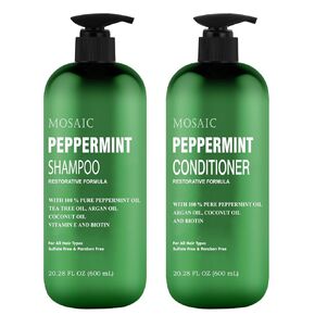 Peppermint Oil Shampoo and Conditioner Set for Hair Growth, For Thinning Hair and Hair Loss Treatments for Women & Men, Hair Thickening Products for Women & Men, Paraben & Sulfate Free Shampoo 20.2 FL Oz Each