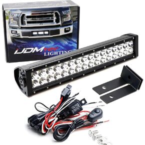 iJDMTOY Lower Grille Mount LED Light Bar Compatible with 2015-20 Ford F150 XLT Lariat Limited, Includes (1) 96W High Power LED Lightbar, Lower Bumper Opening Mount Brackets & On/Off Switch Wiring