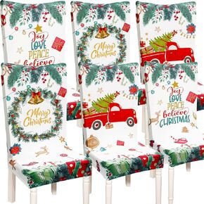 6 قطع من أغطية كراسي عيد الميلاد من بيريتر، أغطية كراسي غرفة الطعام والمطبخ، مجموعة من 6 أغطية كراسي بارسون قابلة للإزالة والغسل، أغطية كراسي طعام قابلة للتمدد وأغطية أثاث لحفلات عيد الميلاد in Kuwait