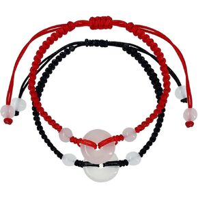 Lucky Buckle Bracelet Male Female Red Rope Braided Vintage, Talisman, Growing Wish Bracelet Braiding Woven Bring Happiness and Prosperity Hand String For Male, Female, Friendship Couple Guard Your Love（2PCS）