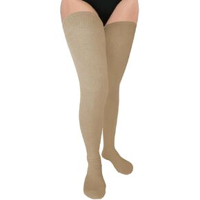 Bestjybt Women Plus Size Thigh High Socks Extra Long Over Knee Socks Warm Thick Leg Warmers Boot Stockings, Medium-Large