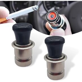 2 قطعة ولاعة سجائر منبثقة بقوة 12 فولت، 1.8 بوصة × 0.9 بوصة × 0.79 بوصة، تسخين سريع من الفولاذ المقاوم للصدأ + مقبس ولاعة سجائر بحلقة سيراميك معزولة، مناسب لمعظم موديلات السيارات (أسود وفضي) in Kuwait