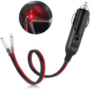 12V Cigarette Lighter Plug with 15A Fuse & LED Light,16AWG Wire Cigarette Lighter Male Plug as Power Outlet for Car,Universal 12V Cigarette Lighter Adapter Car Accessories