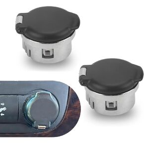 2 PCS Car 12V Power Socket Cover, Cigarette Lighter Plug Waterproof Dustproof Protective Cover, Replacement 20983936, Compatible with Chevrolet Silverado Suburban Tahoe GMC Sierra (Silver)