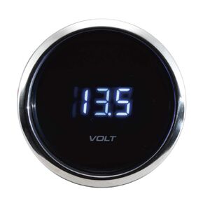 MOTOR METER RACING MGS Series 52mm 2-1/16" Volt Meter Gauge 8-16 V White Dial White & Amber LED Backlit 12 Volt Waterproof