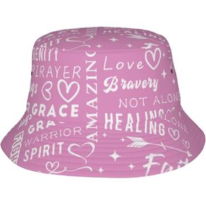 Cute Bucket Hat Breast Cancer Hat Packable Outdoor Sun Cap Summer Beach Travel Fishing Hats for Men Woman (Breast Cancer 6)