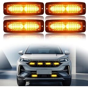 4 قطع 12 مصباح LED أحمر، مجموعة مصابيح LED للطوارئ القوية على السطح، مجموعة مصابيح LED صغيرة لشبكة الضوء القوية للشاحنات والمركبات والحافلات المقطورة 12-24 فولت (أحمر)