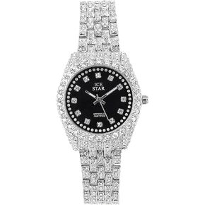 Techno Pave Women's 32mm Iced Out Sleek Diamond Dial Watch