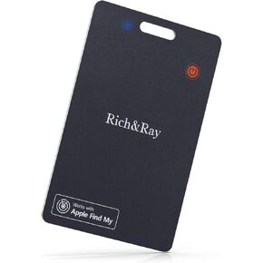 Rich&Ray Wireless Charging Smart Tracker Card IP68, Key Finder Item Tracker Thin Card Works with Find My (Certified by MFI), Rechargeable Smart Card for Keys, Wallet, Luggage