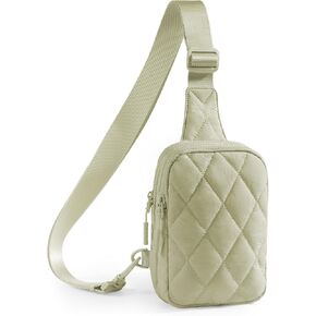 Quilted Puffer Sling Bag for Women Small Backpack Crossbody Chest Bag Fanny Packs Purses for Casual Traveling Hiking (Black)