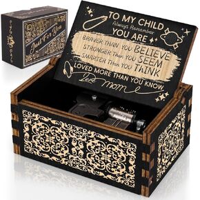 CUISH Large Music Box for Child, Auto Play Music - You are My Sunshine Melody, Engraved Vintage Musical Box Case Birthday for Daughter Son from Mom