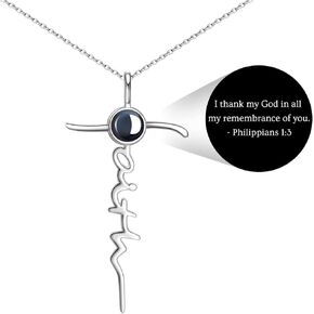 Loved Creations Faith Cross Necklace For Women | Sterling Silver Religious Jewelry | Christian Gifts Bible Verse Pendant Necklaces