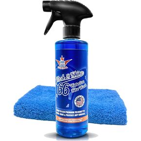 Motorcycle Cleaner Wash&Shine 66 | WATERLESS BIke Wash with Ultra Shine Finish | Powerful Motorcycle Detailing Spray for All Surfaces | Bike Cleaner by Shinykings California | 16.9 fl.oz