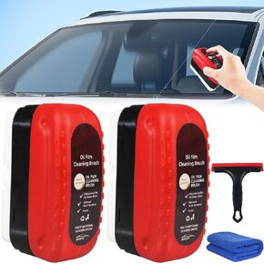 2PCS Automotive Oil Film Cleaning Brush，Glass Cleaning Board，Anti-Rain Fog Glass Oil Film Remover，Glass Coating for Windshield，Hydrophobic Glass Coating for Windshield，Improves Clarity and Visibility