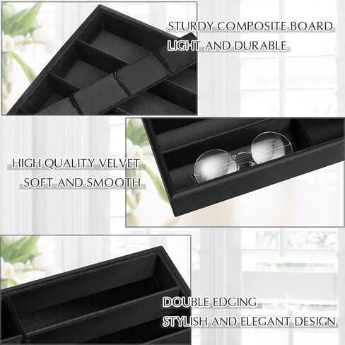 Amylove 4 Pcs Large Glasses Box Tray 8 Grids Stackable Jewelry Display Organizer Detachable Sunglass Holder (Beige) in Saudi Arabia