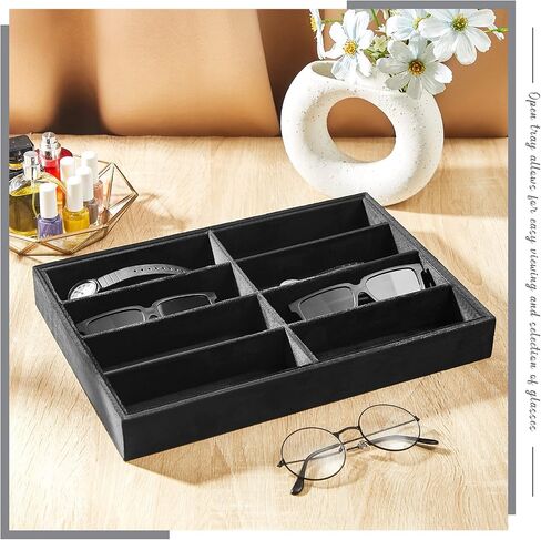 Amylove 4 Pcs Large Glasses Box Tray 8 Grids Stackable Jewelry Display Organizer Detachable Sunglass Holder (Beige) in Saudi Arabia