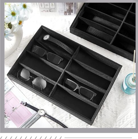 Amylove 4 Pcs Large Glasses Box Tray 8 Grids Stackable Jewelry Display Organizer Detachable Sunglass Holder (Beige) in Saudi Arabia