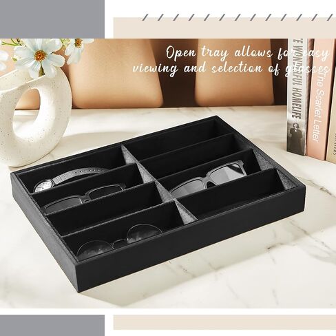 Amylove 4 Pcs Large Glasses Box Tray 8 Grids Stackable Jewelry Display Organizer Detachable Sunglass Holder (Beige) in Saudi Arabia