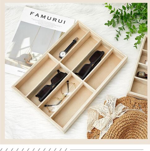 Amylove 4 Pcs Large Glasses Box Tray 8 Grids Stackable Jewelry Display Organizer Detachable Sunglass Holder (Beige) in Saudi Arabia