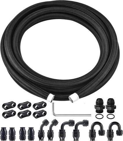 EVIL ENERGY 8AN PTFE Fuel Line Kit, AN8 E85 Nylon Braided Fuel Hose kit 20FT Black in Saudi Arabia