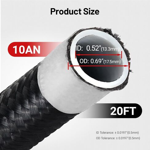 EVIL ENERGY 8AN PTFE Fuel Line Kit, AN8 E85 Nylon Braided Fuel Hose kit 20FT Black in Saudi Arabia