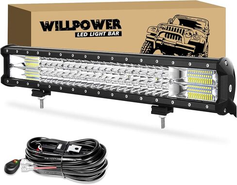 Willpower 22 inch LED Work Light Bar, Triple Row 324W Spot Flood Combo Beam Off Road Driving Fog Lights with Mounting Bracket for Pickup SUV ATV UTV Truck Light, 12V 24V in Kuwait