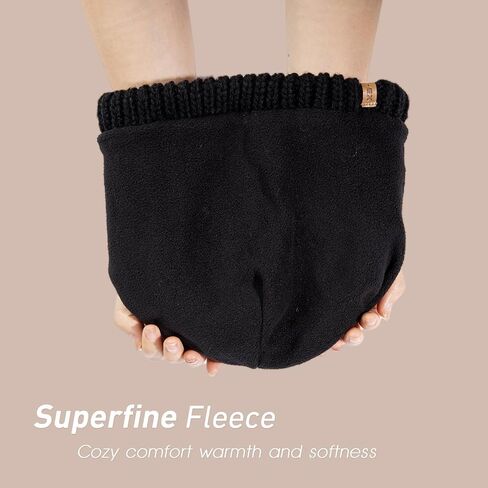 Merino Wool Blend Messy Bun High Ponytail Hole Fleece Lined Beanie Winter Hat Big Head Women in Kuwait