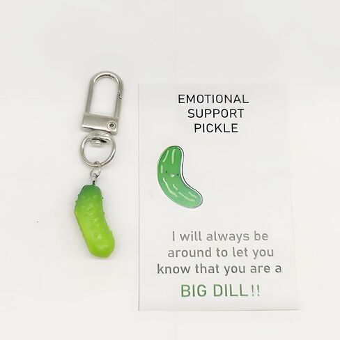 LIU JUN Cute Pickle Design Keychain With Pocket Hug Card, Emotional Support Fun Pocket Hug Positive Pickle with Support Card in Saudi Arabia
