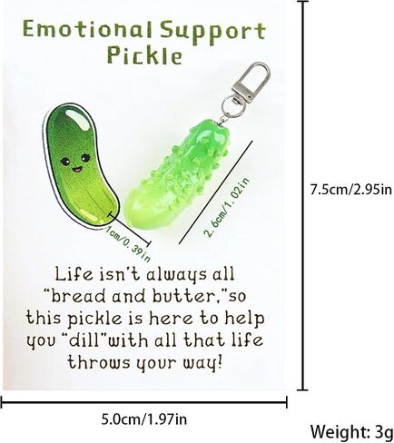 LIU JUN Cute Pickle Design Keychain With Pocket Hug Card, Emotional Support Fun Pocket Hug Positive Pickle with Support Card in Saudi Arabia