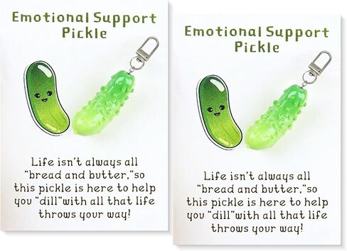 LIU JUN Cute Pickle Design Keychain With Pocket Hug Card, Emotional Support Fun Pocket Hug Positive Pickle with Support Card in Saudi Arabia