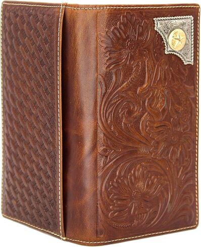 West Star Men Western Wallet Long Bifold Checkbook Style Without Cow Hair Genuine Leather 207F Star Coffee in Kuwait
