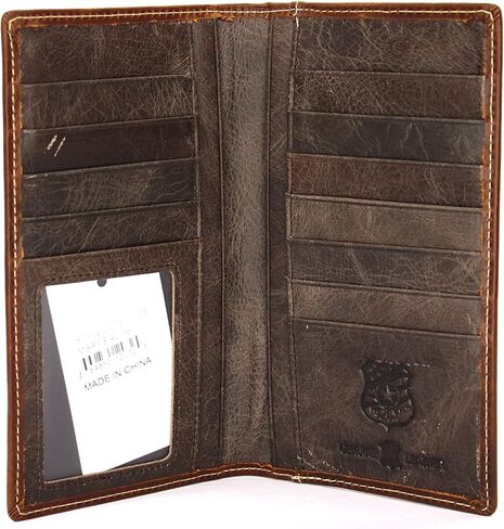 West Star Men Western Wallet Long Bifold Checkbook Style Without Cow Hair Genuine Leather 207F Star Coffee in Kuwait