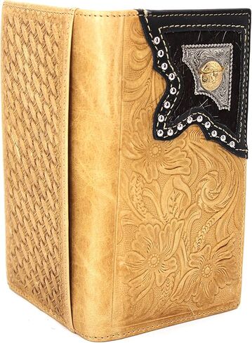 West Star Men Western Wallet Long Bifold Checkbook Style Without Cow Hair Genuine Leather 207F Star Coffee in Kuwait