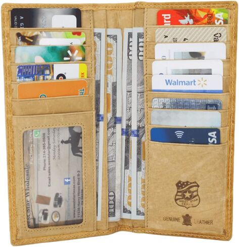 West Star Men Western Wallet Long Bifold Checkbook Style Without Cow Hair Genuine Leather 207F Star Coffee in Kuwait