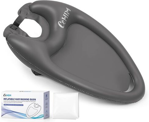 Inflatable Hair Washing Basin for Sink at Home, Portable Shampoo Bowl, Hair Washing Sink for Bedridden, Handicapped, Kids, Seniors, Pregnant, Wheelchair Person at Bedside and Kitchen Sink Use(Black) in Kuwait
