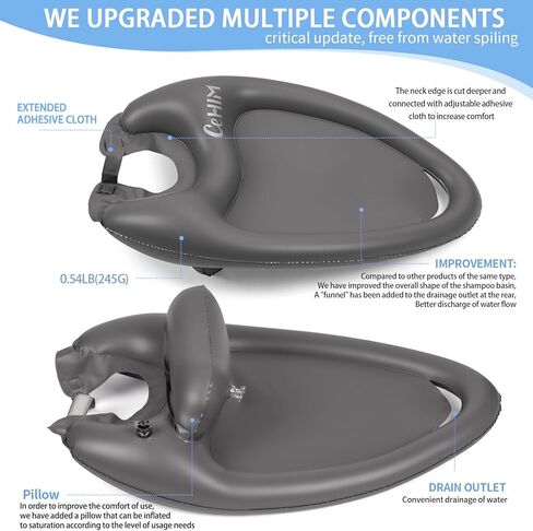 Inflatable Hair Washing Basin for Sink at Home, Portable Shampoo Bowl, Hair Washing Sink for Bedridden, Handicapped, Kids, Seniors, Pregnant, Wheelchair Person at Bedside and Kitchen Sink Use(Black) in Kuwait