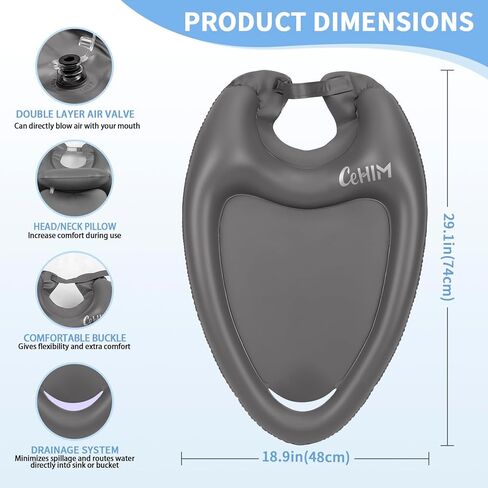 Inflatable Hair Washing Basin for Sink at Home, Portable Shampoo Bowl, Hair Washing Sink for Bedridden, Handicapped, Kids, Seniors, Pregnant, Wheelchair Person at Bedside and Kitchen Sink Use(Black) in Kuwait