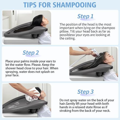 Inflatable Hair Washing Basin for Sink at Home, Portable Shampoo Bowl, Hair Washing Sink for Bedridden, Handicapped, Kids, Seniors, Pregnant, Wheelchair Person at Bedside and Kitchen Sink Use(Black) in Kuwait