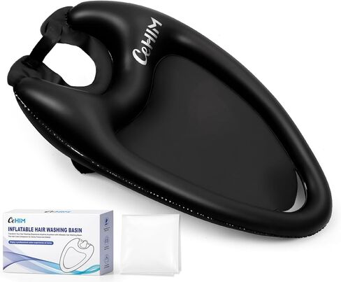 Inflatable Hair Washing Basin for Sink at Home, Portable Shampoo Bowl, Hair Washing Sink for Bedridden, Handicapped, Kids, Seniors, Pregnant, Wheelchair Person at Bedside and Kitchen Sink Use(Black) in Kuwait