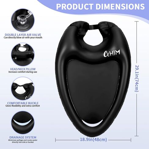 Inflatable Hair Washing Basin for Sink at Home, Portable Shampoo Bowl, Hair Washing Sink for Bedridden, Handicapped, Kids, Seniors, Pregnant, Wheelchair Person at Bedside and Kitchen Sink Use(Black) in Kuwait