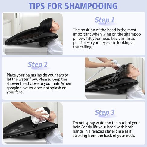 Inflatable Hair Washing Basin for Sink at Home, Portable Shampoo Bowl, Hair Washing Sink for Bedridden, Handicapped, Kids, Seniors, Pregnant, Wheelchair Person at Bedside and Kitchen Sink Use(Black) in Kuwait
